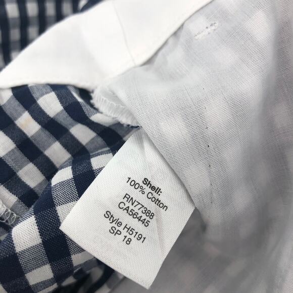 J Crew Factory Pants Womens 8 Gingham Cropped Straight Skimmer Cotton Navy Blue - Picture 7 of 9